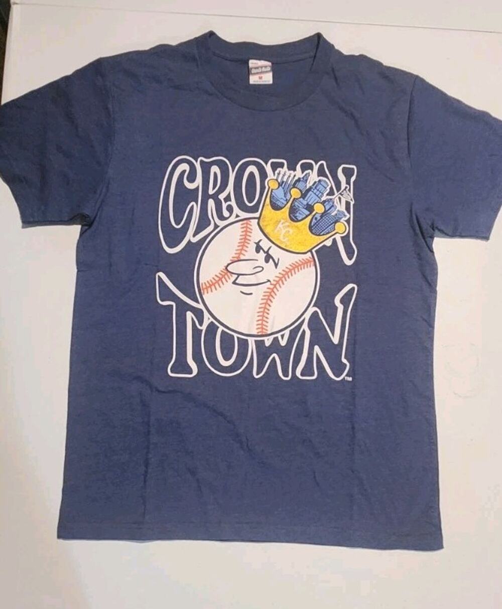 Charlie Hustle Navy Blue Crown Town KC Graphic T Shirt Unisex Adults Size Medium